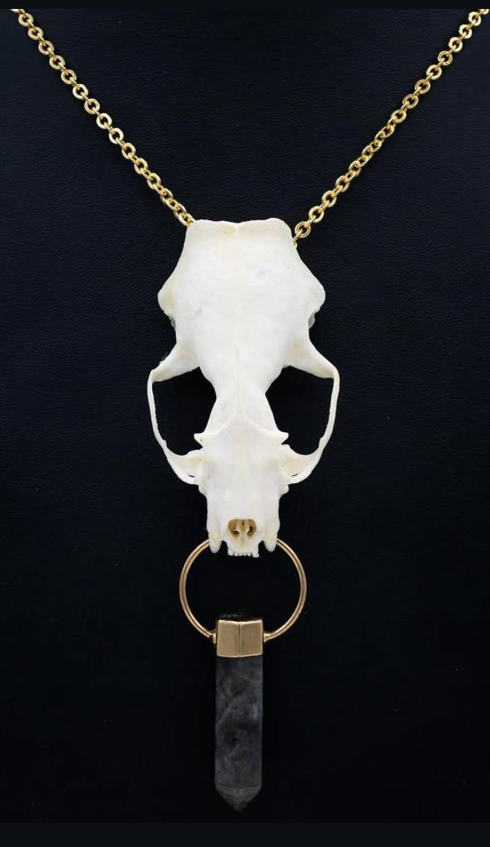 Mink Skull and stone necklace