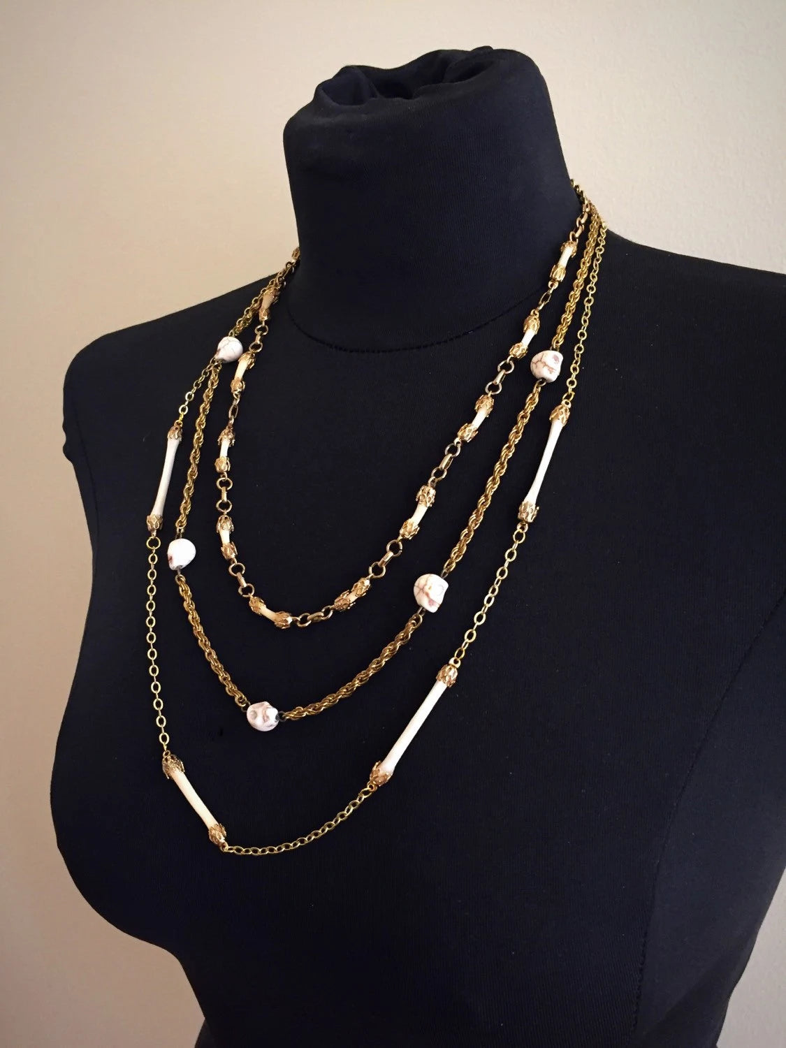 Bones and Skulls Layered Necklace