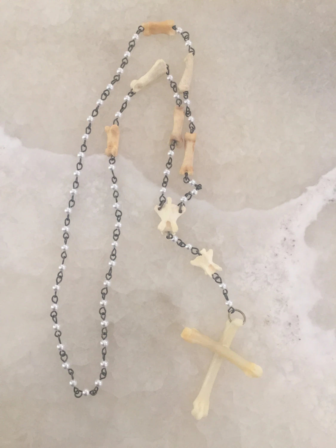 Authentic Bone and Pearl Rosary