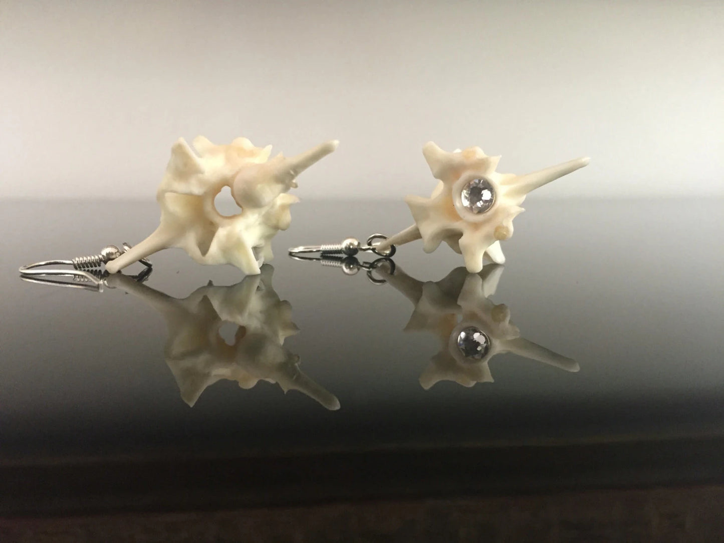 Vertebrae and Crystal Drop Earrings