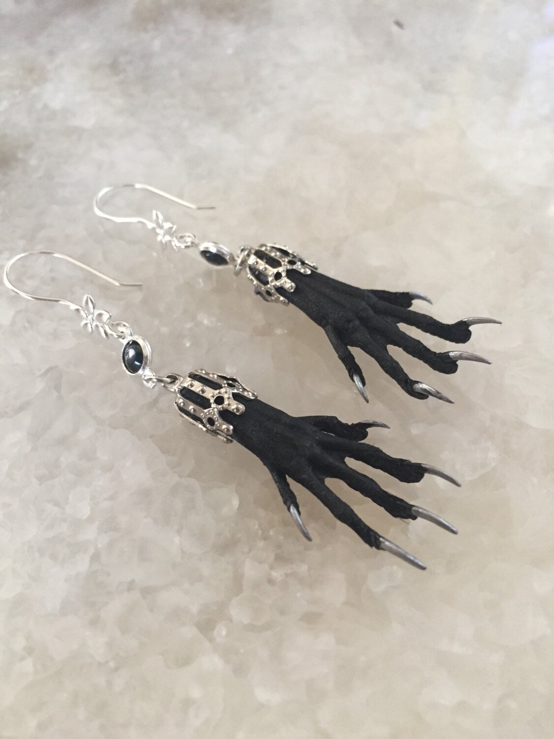 Delicate Silver Nailed Taxidermy earrings