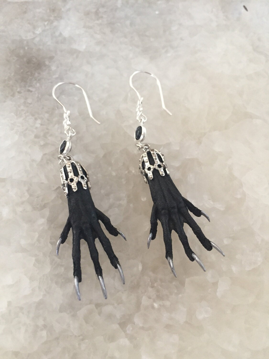Delicate Silver Nailed Taxidermy earrings