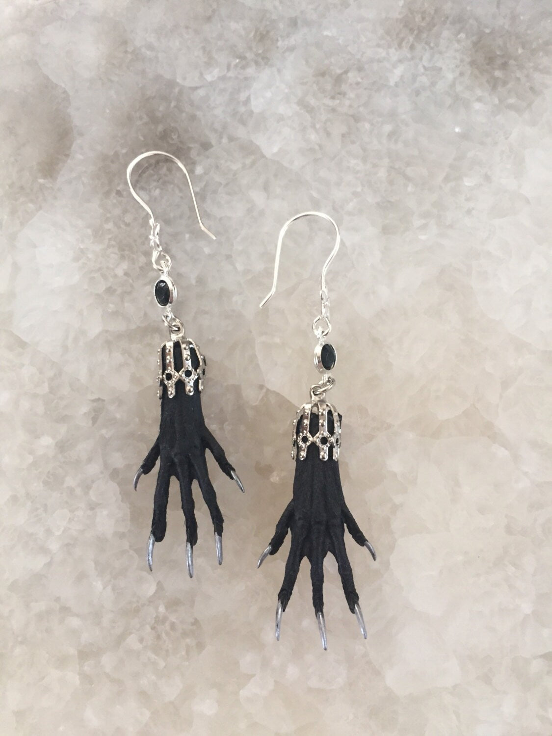Delicate Silver Nailed Taxidermy earrings