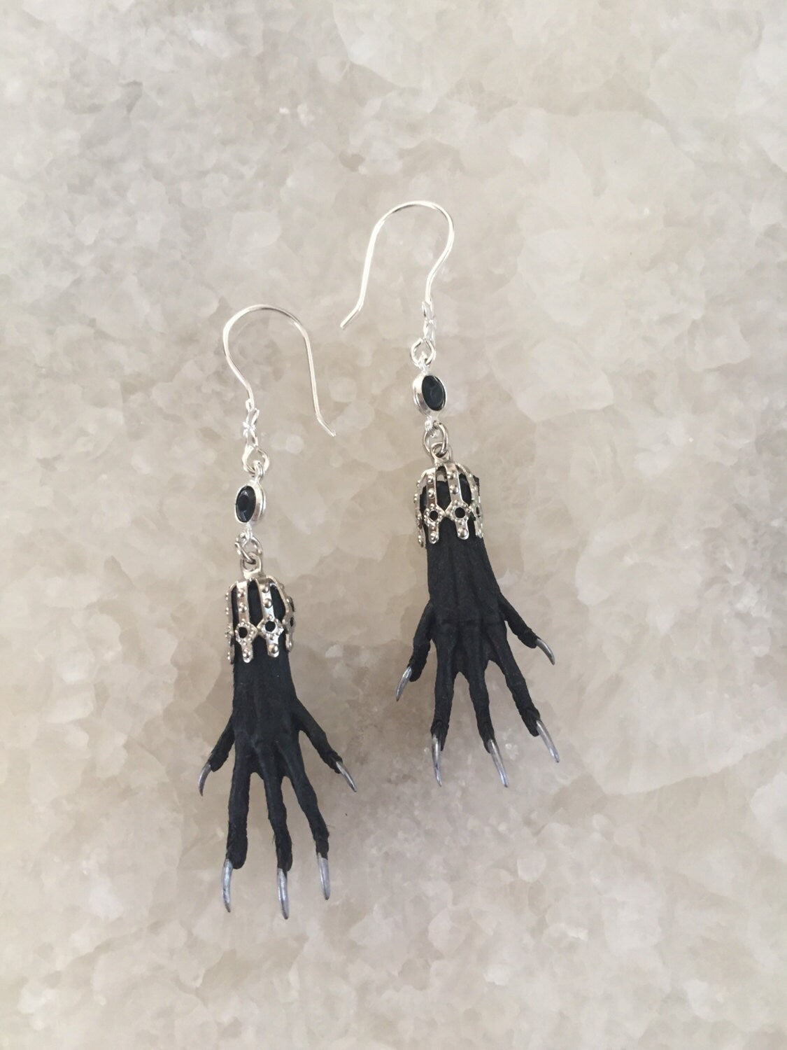 Delicate Silver Nailed Taxidermy earrings