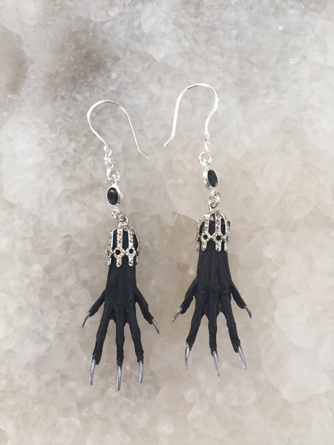 Delicate Silver Nailed Taxidermy earrings