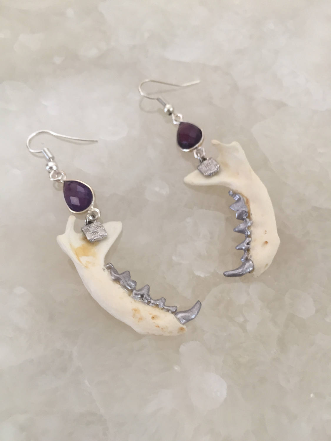 Amethyst Mink Jaw Earrings