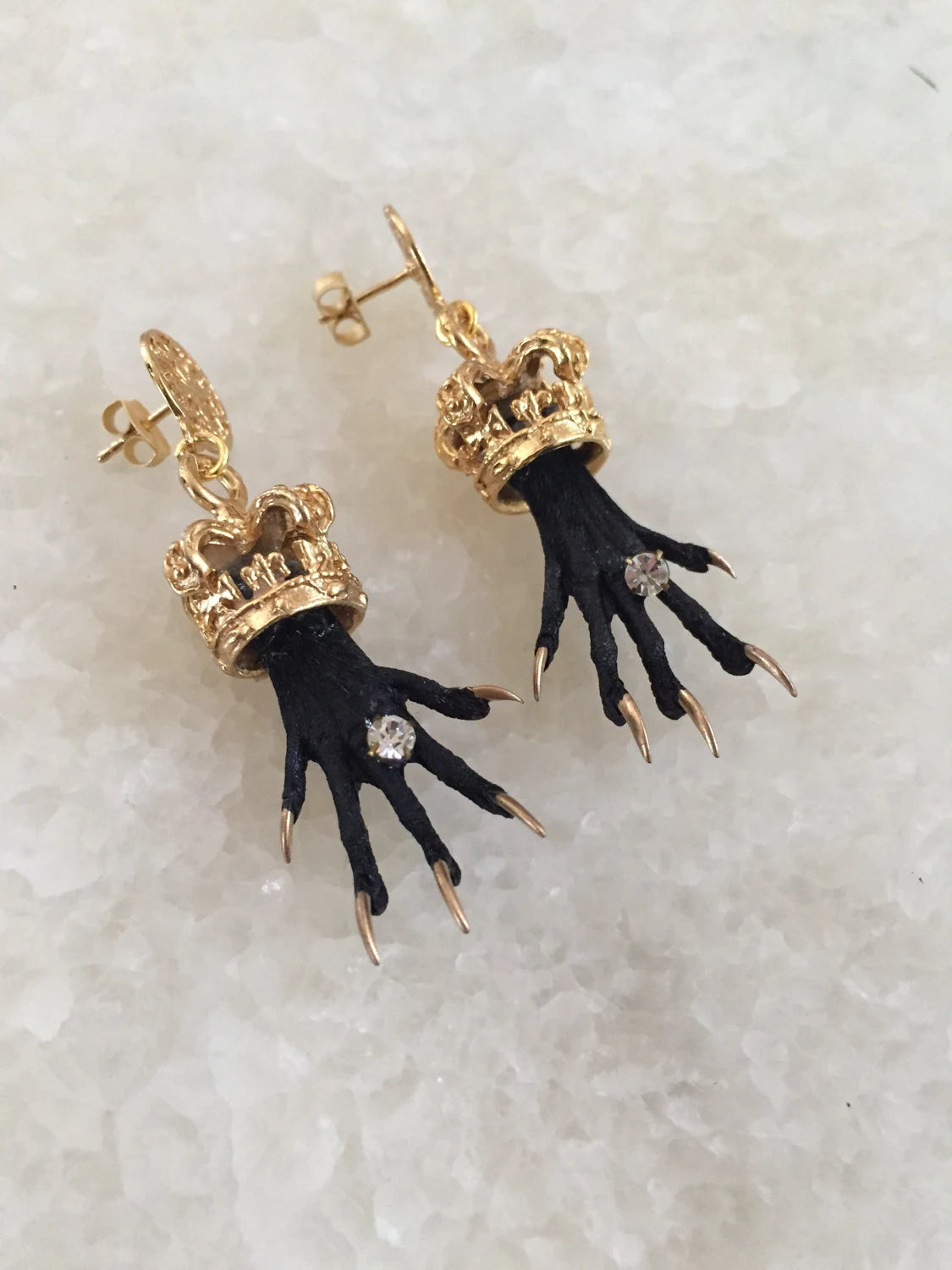 Crowned Rodent Paw Earrings