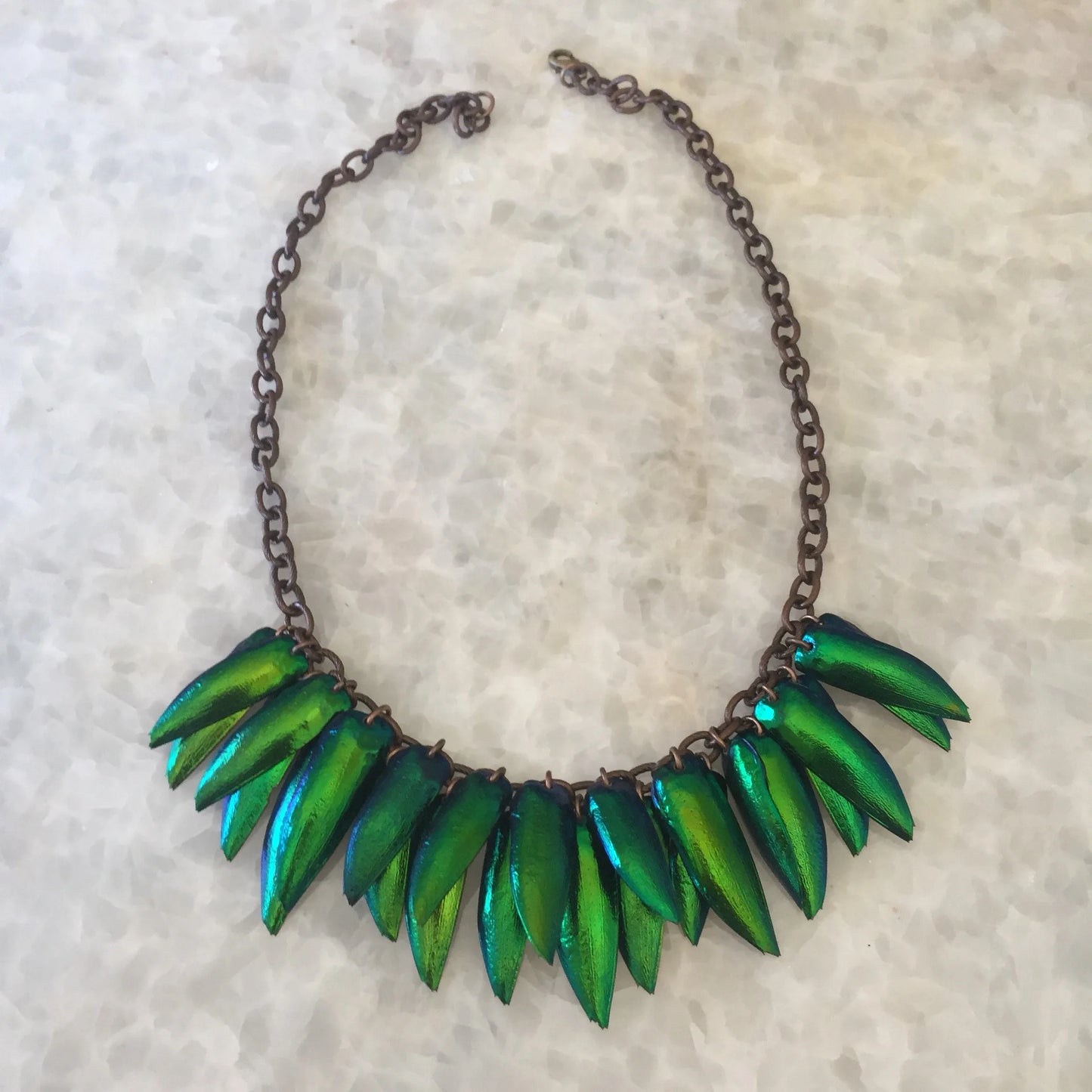 Emerald Beetle Shell Necklace