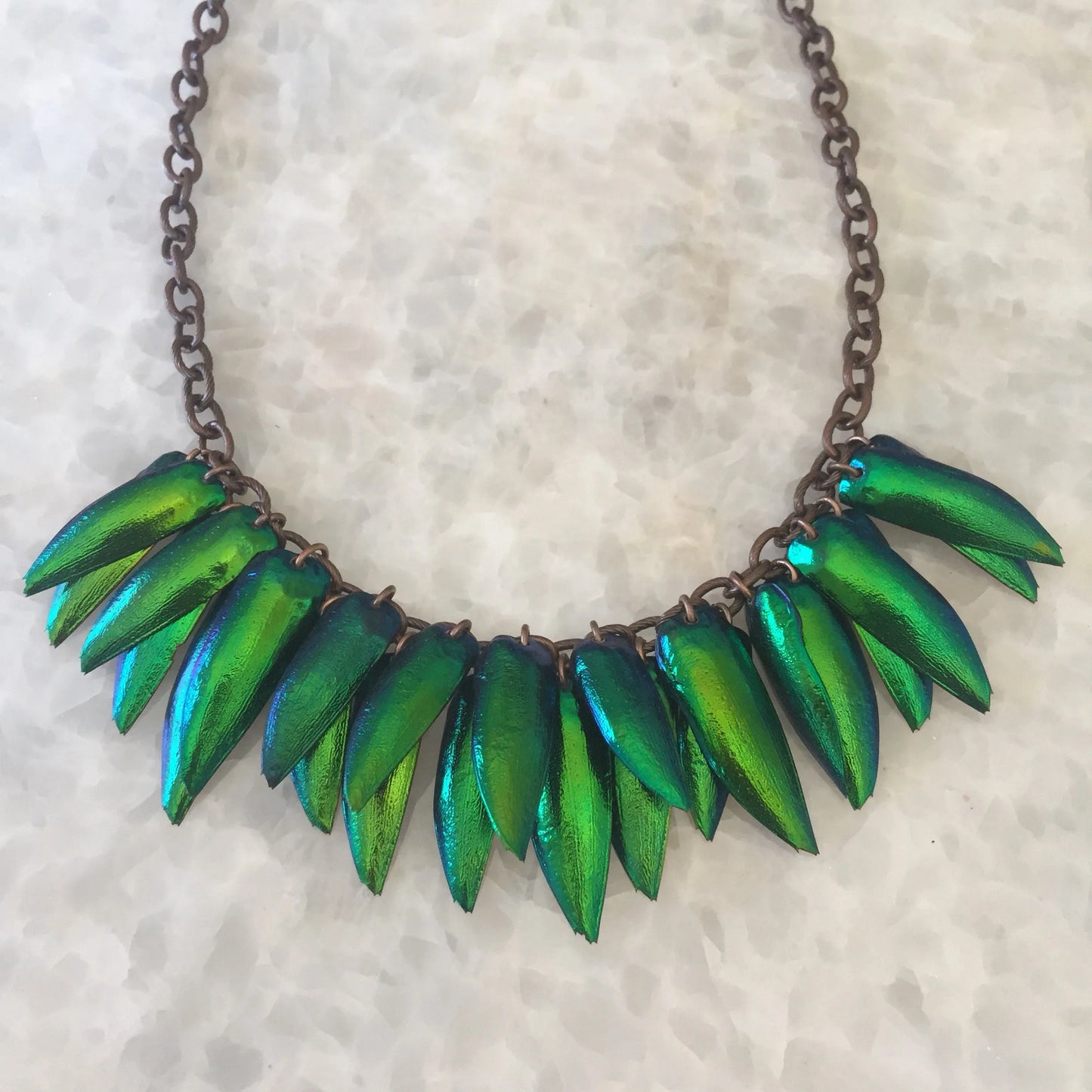 Emerald Beetle Shell Necklace