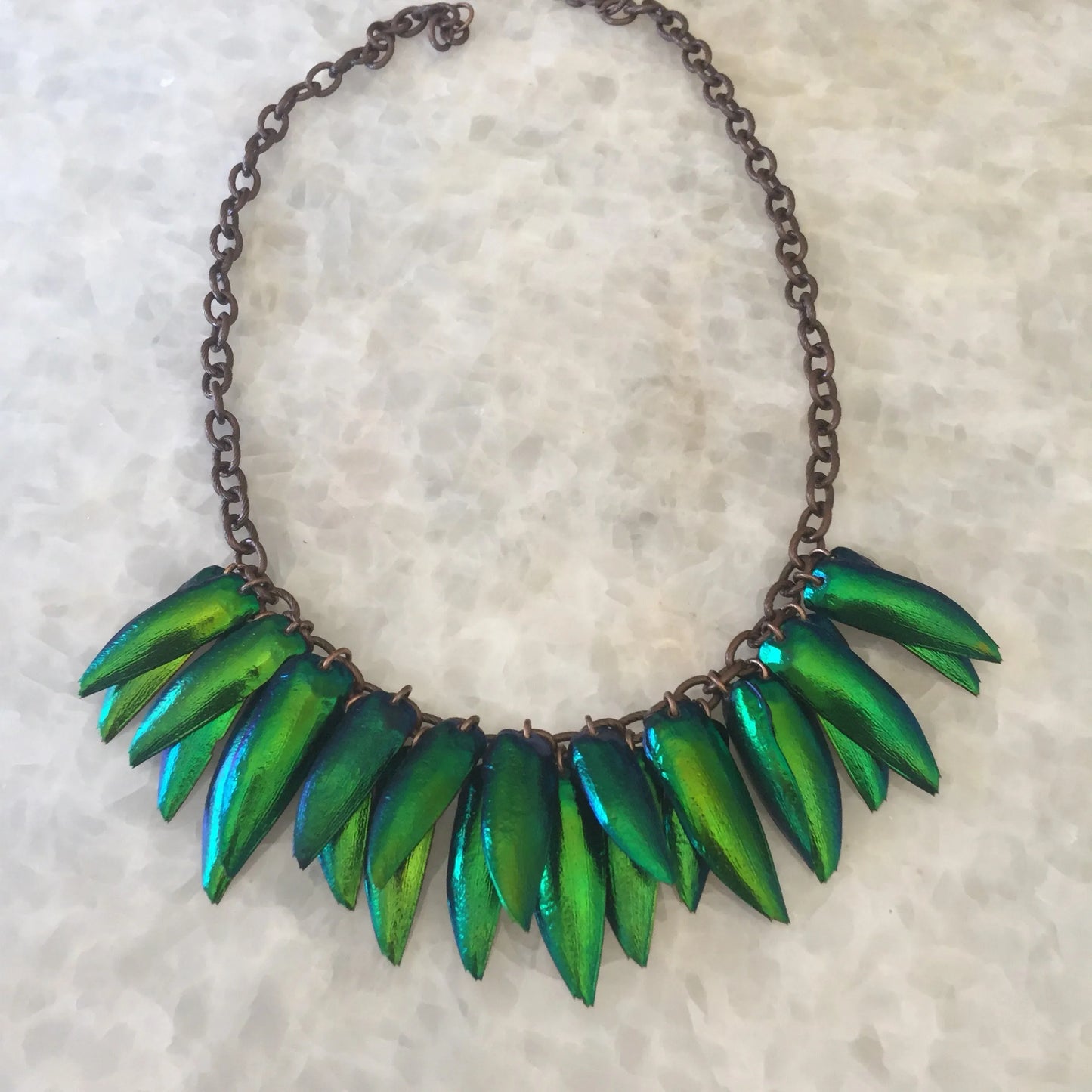 Emerald Beetle Shell Necklace