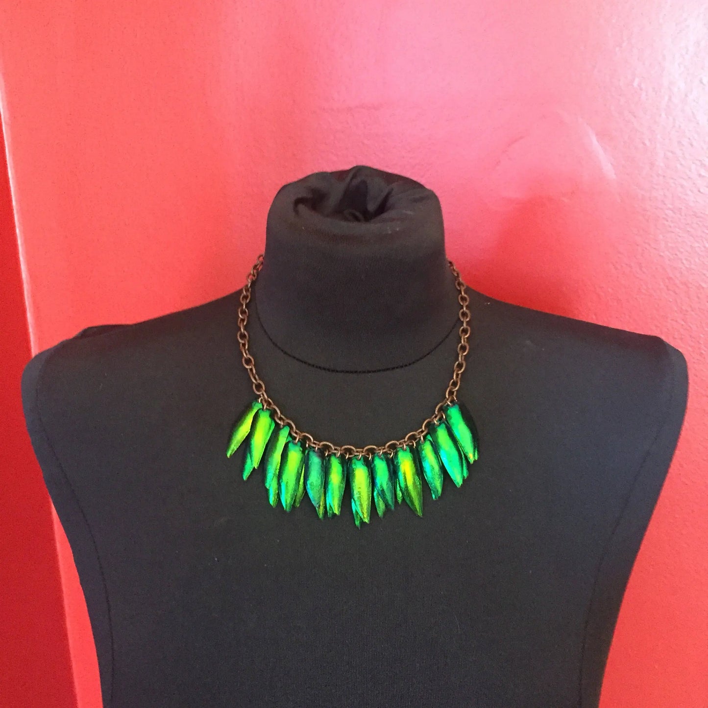 Emerald Beetle Shell Necklace