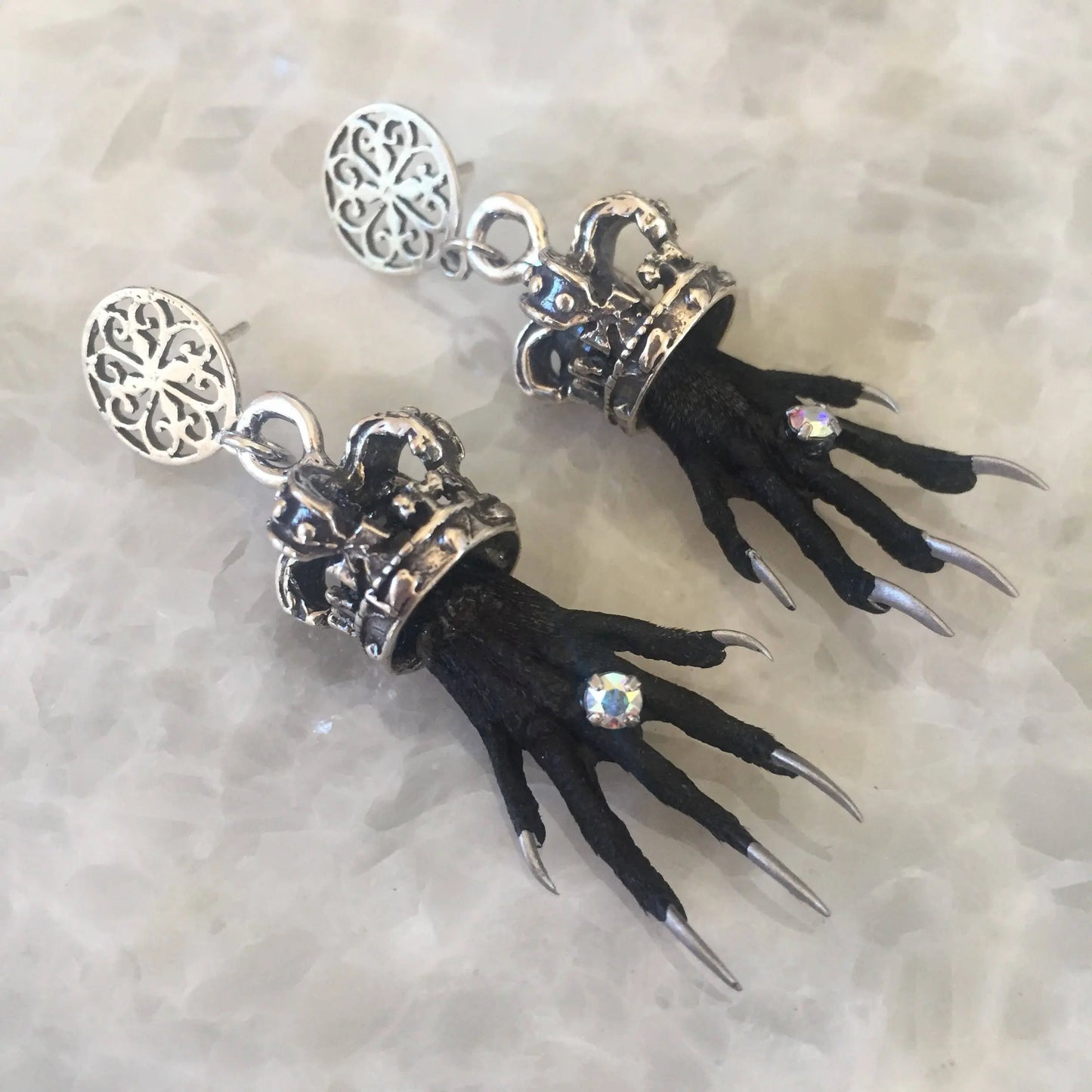 Crowned Rodent Paw Earrings