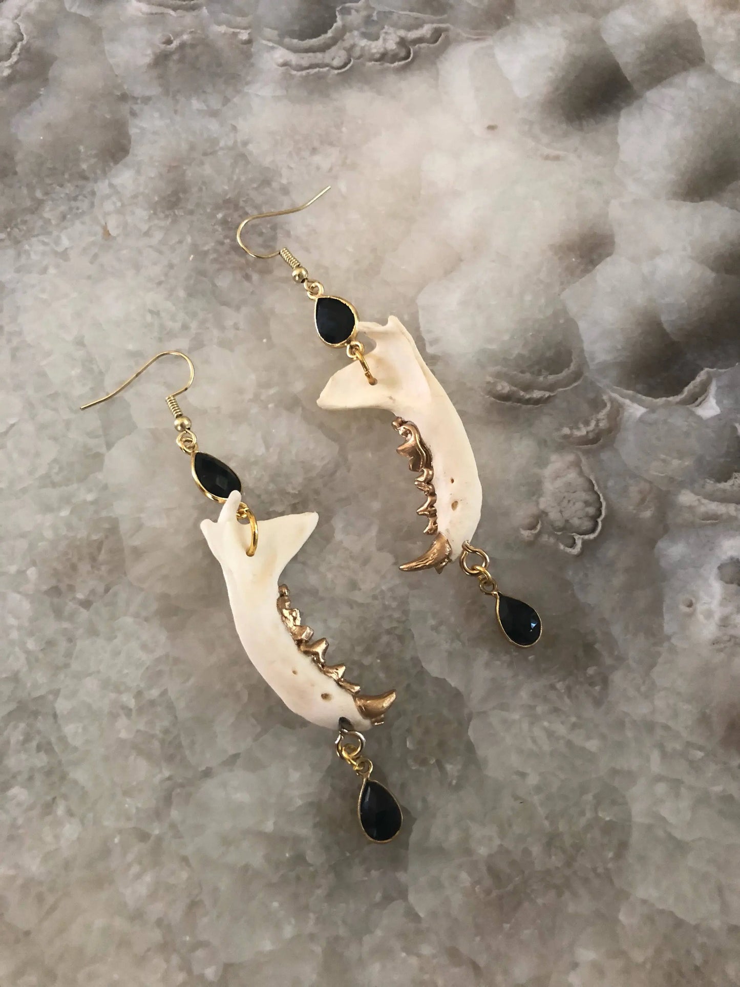 Black Teardrop Jaw Earrings