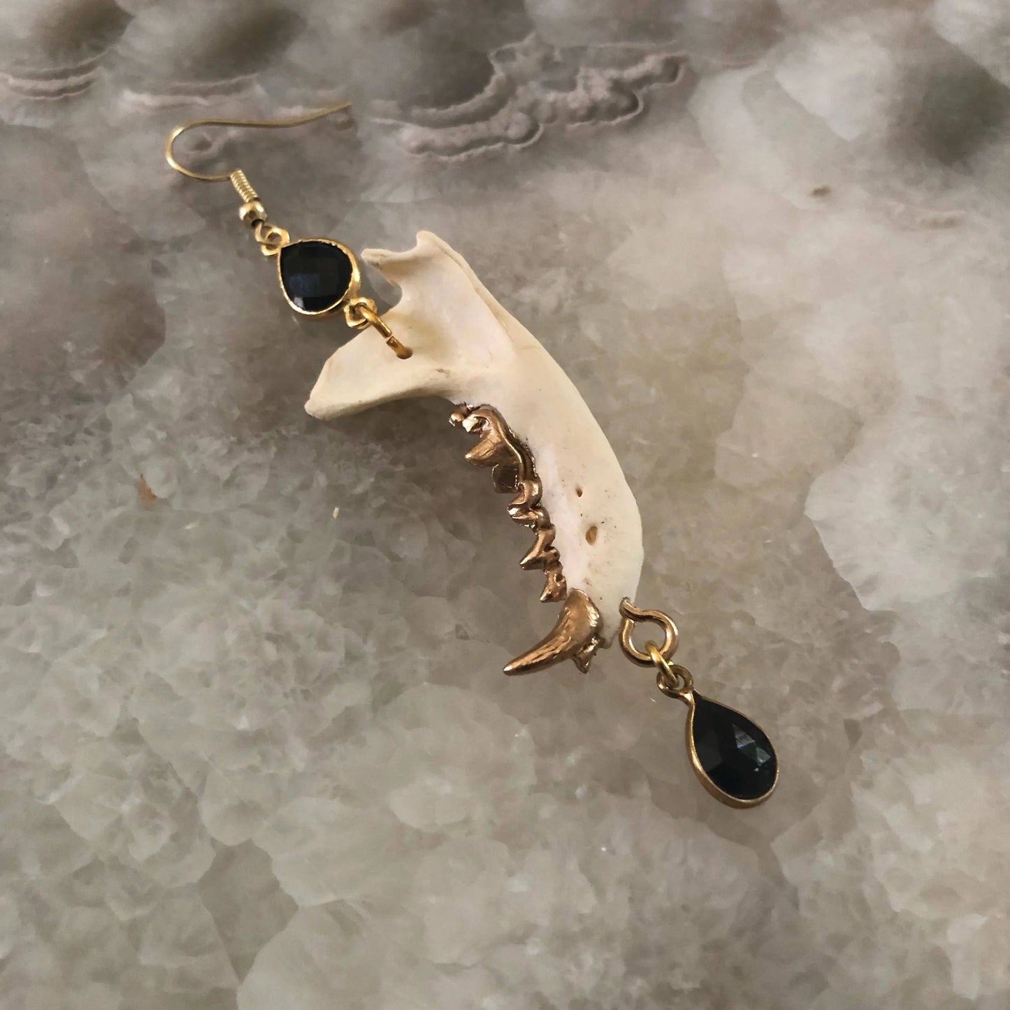 Black Teardrop Jaw Earrings