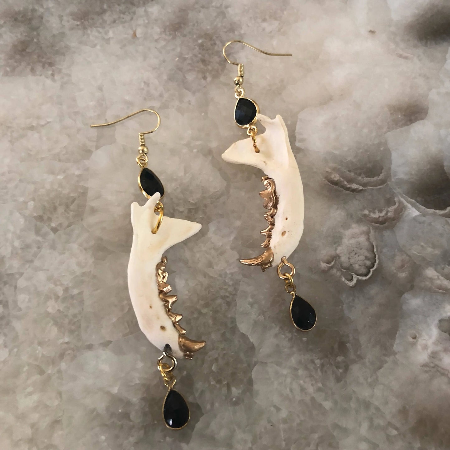 Black Teardrop Jaw Earrings