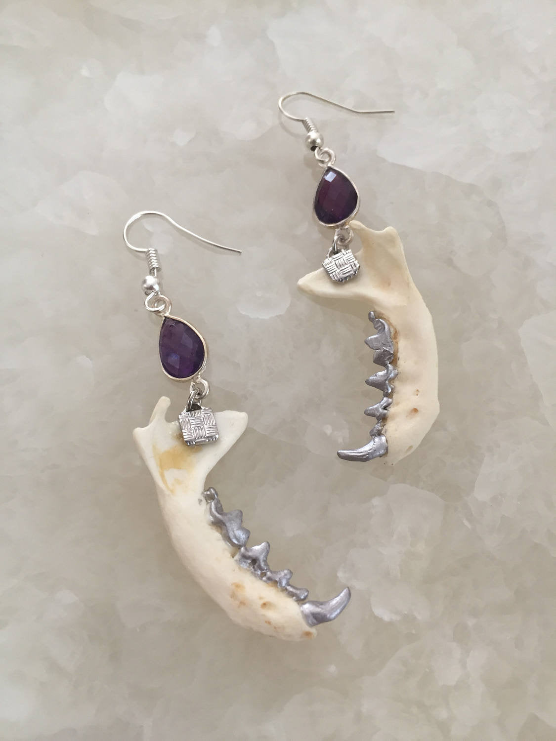 Amethyst Mink Jaw Earrings