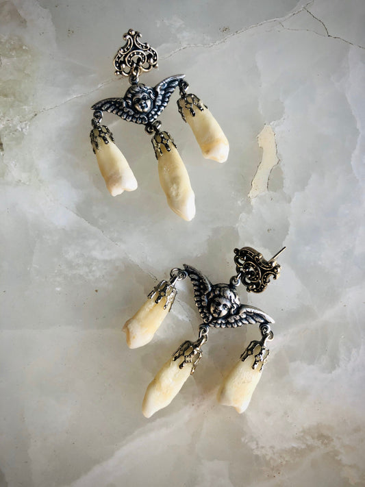 Memento Mori Human Incisors Teeth Earrings