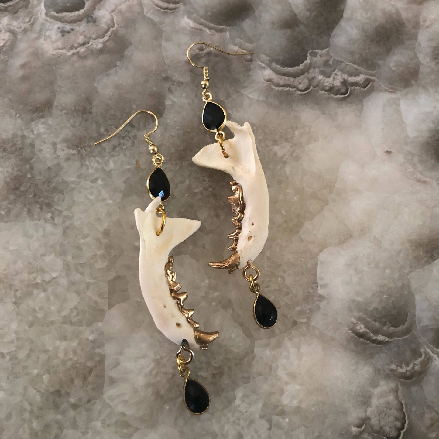Black Teardrop Jaw Earrings
