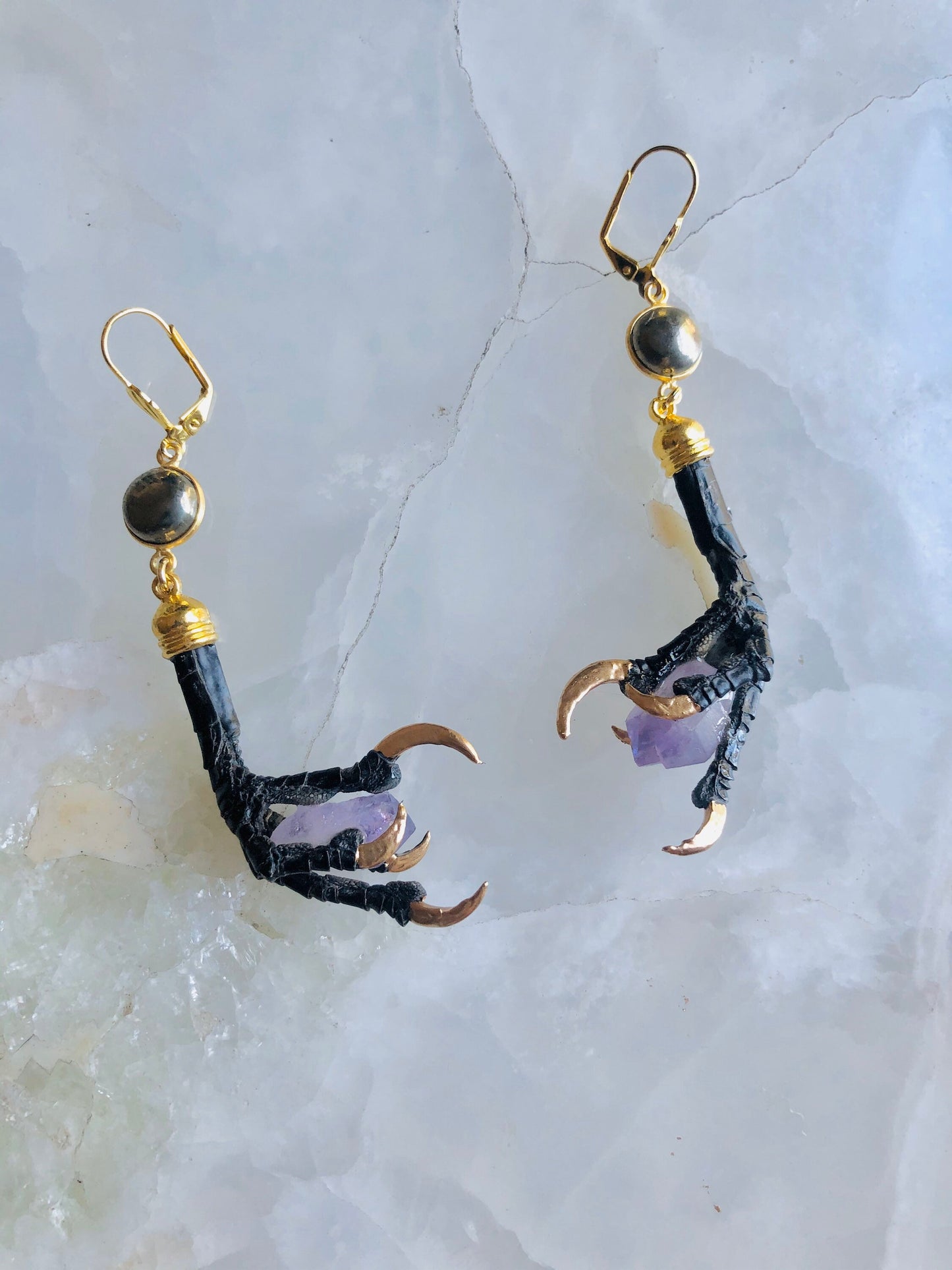 Crow Foot and Amethyst Earrings
