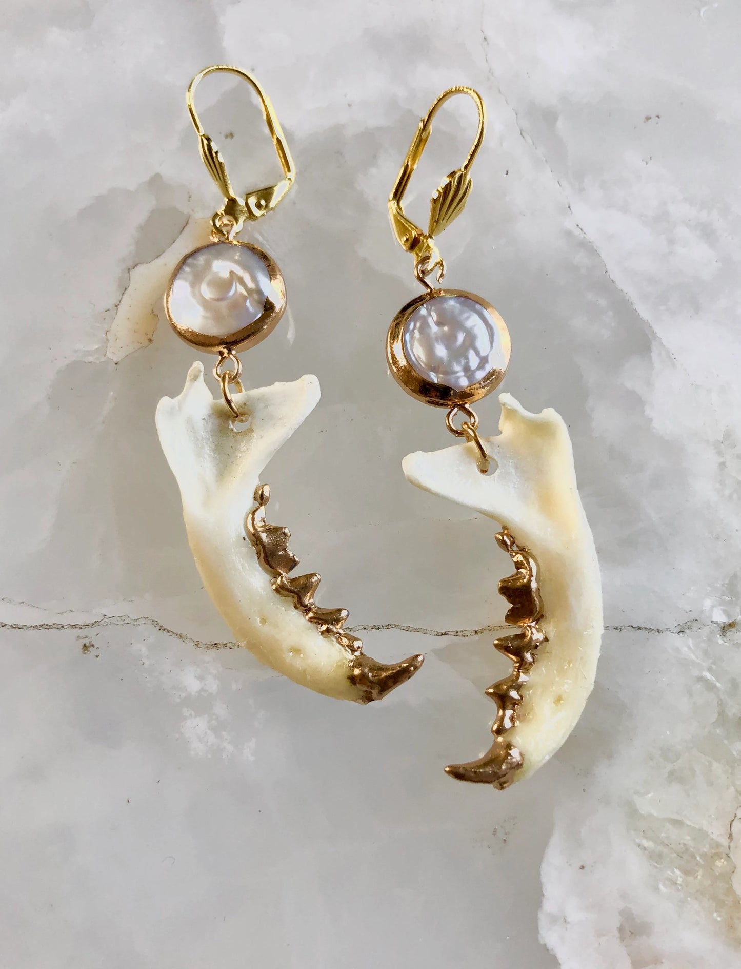 Mother of Pearl Mink Mandible Earrings
