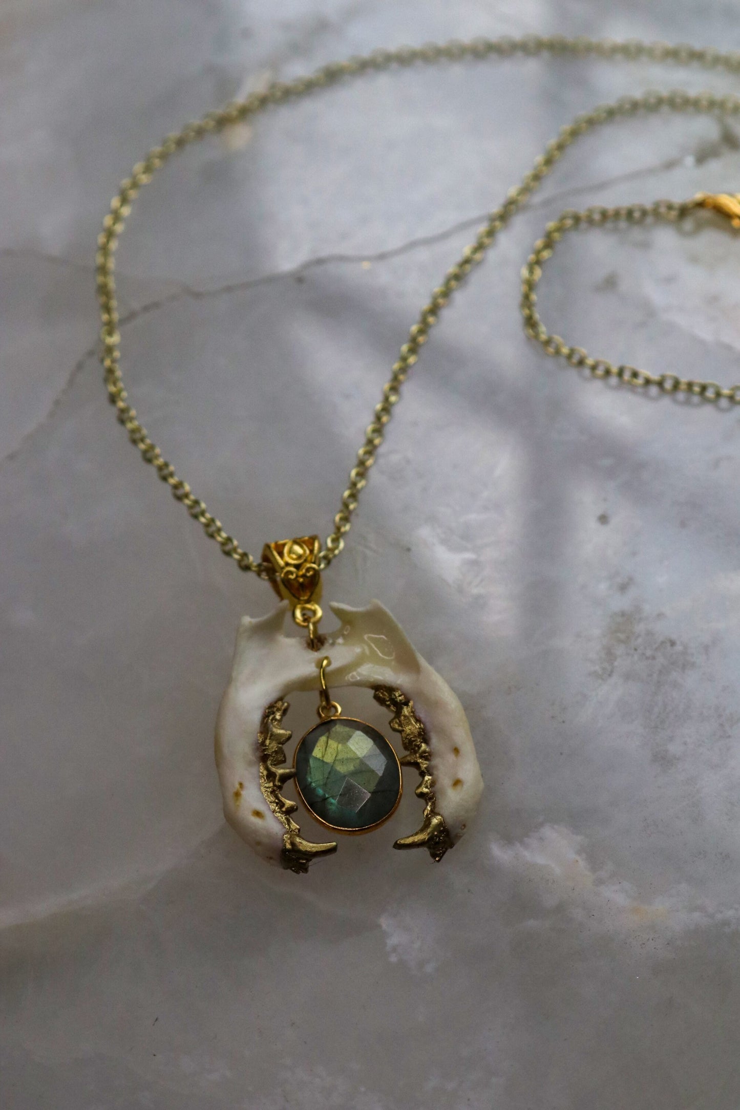 Labradorite Biting Mandible Necklace