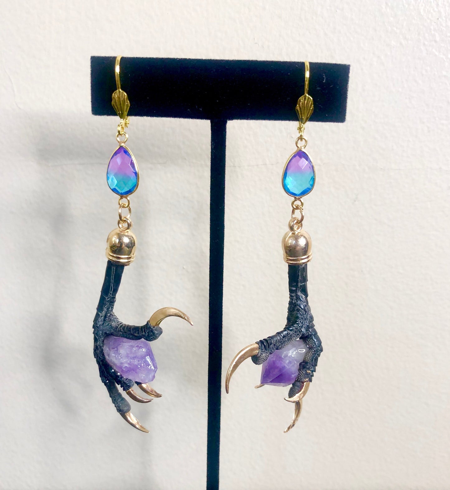 Crow Foot and Amethyst Earrings