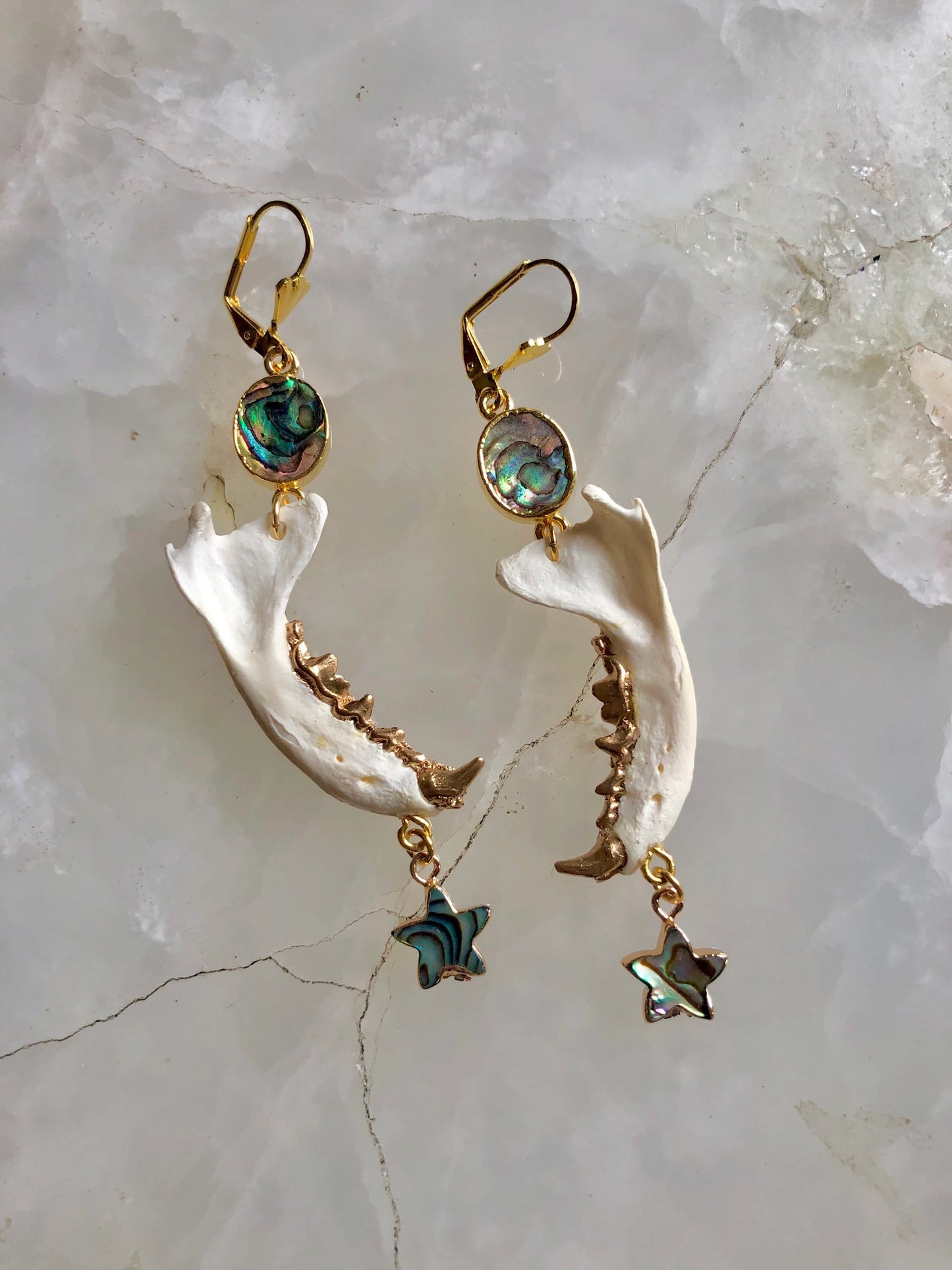 Mink Jaw and Abalone Earrings