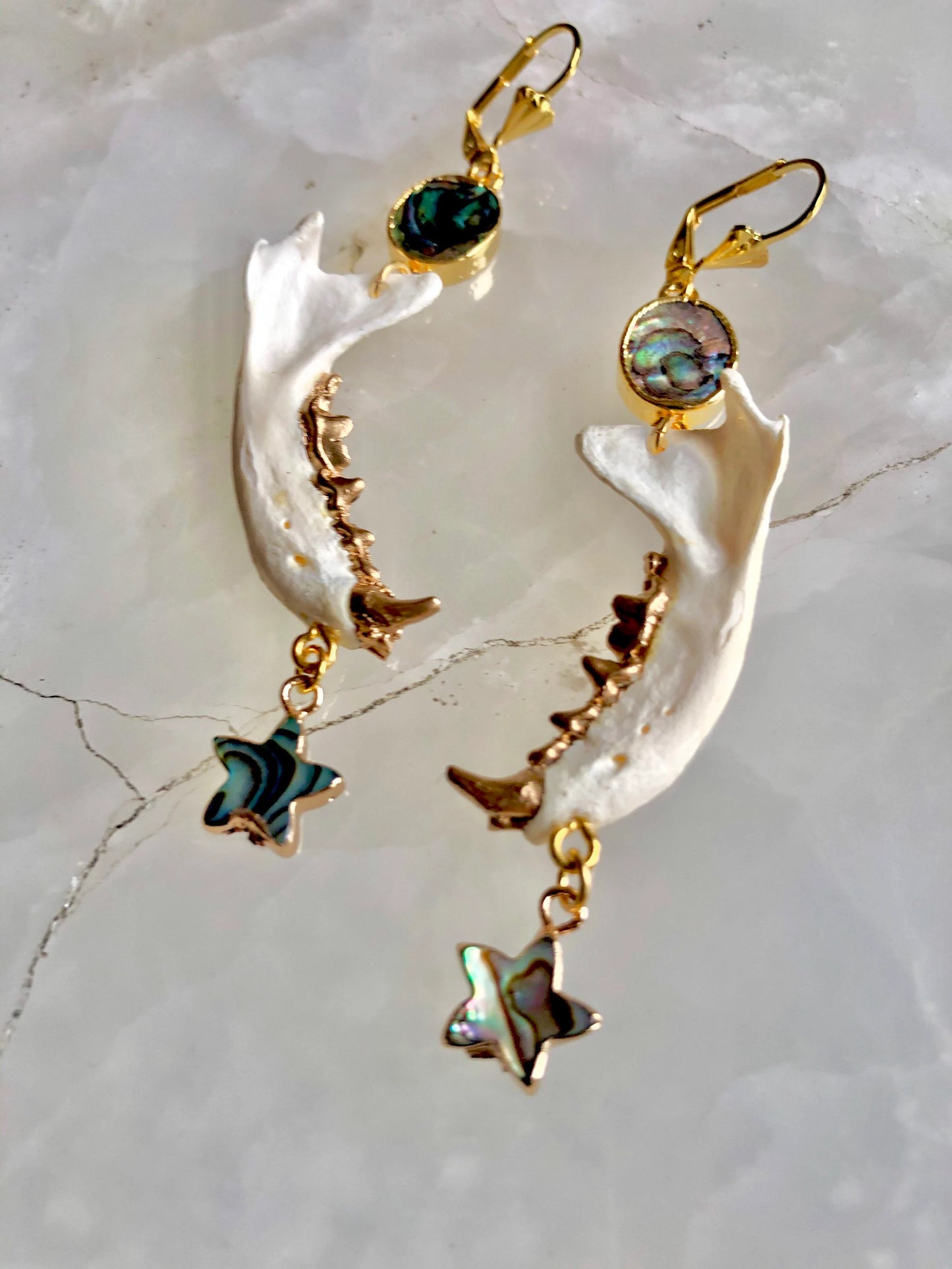 Mink Jaw and Abalone Earrings