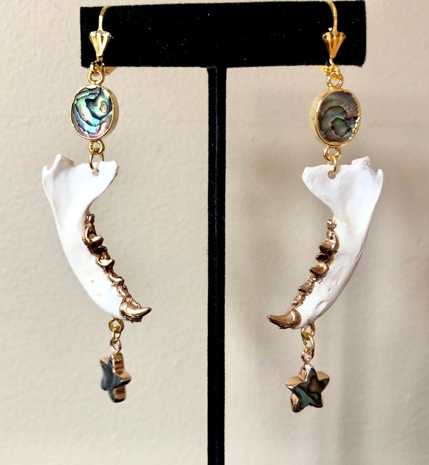Mink Jaw and Abalone Earrings
