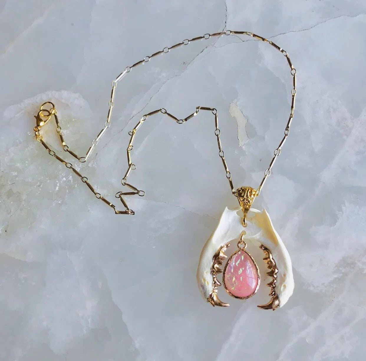 Opal Mink Mandible Necklace