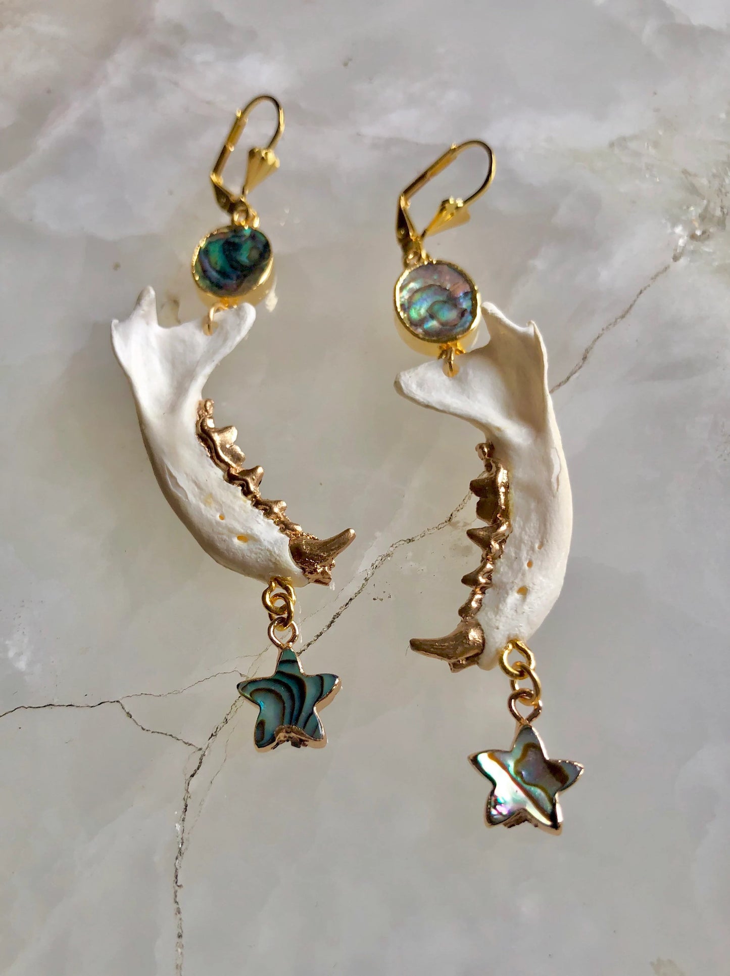 Mink Jaw and Abalone Earrings
