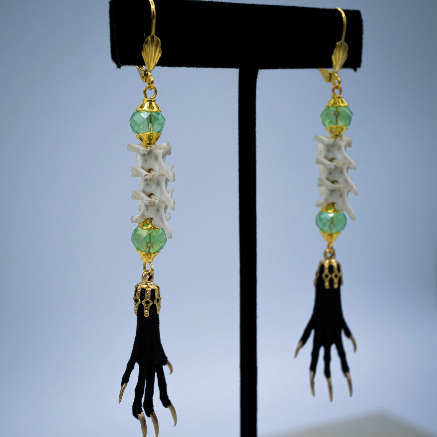 Vertebrae and Paw Taxidermy Earrings