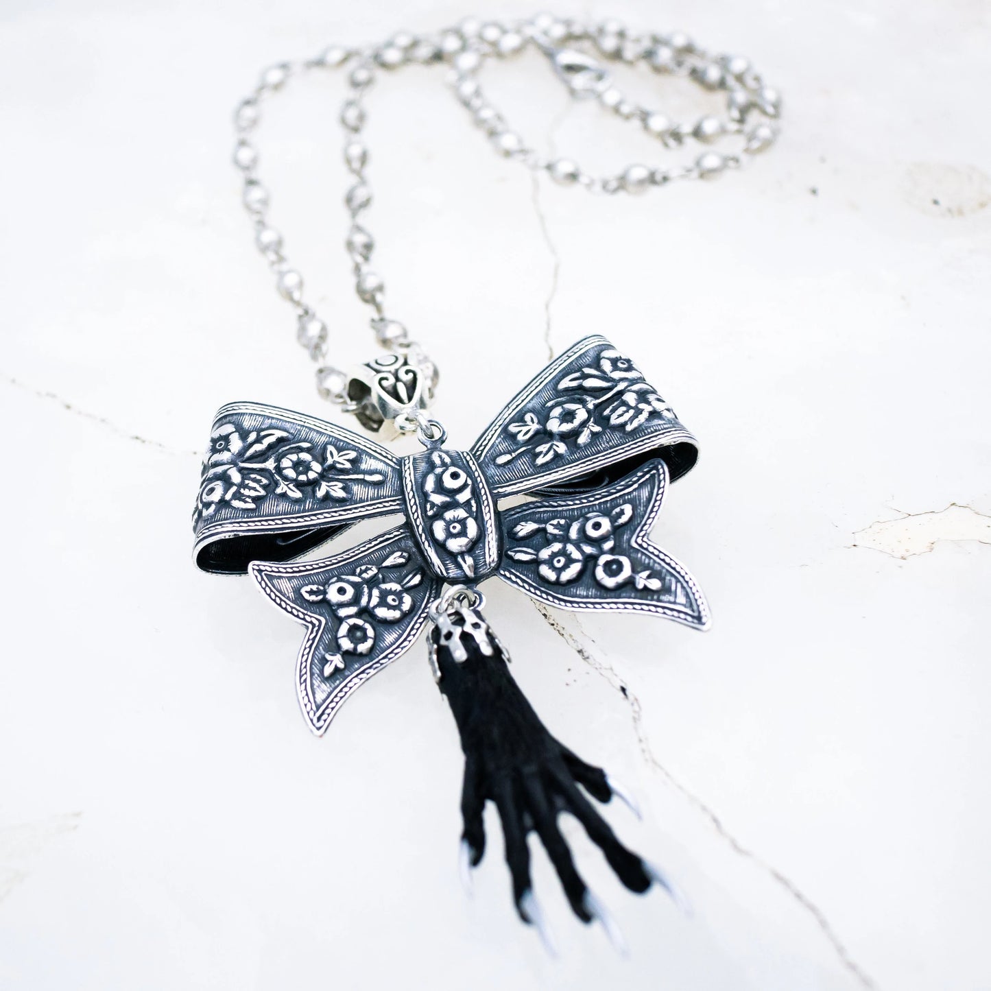 Adorned Bow & Taxidermy Necklace