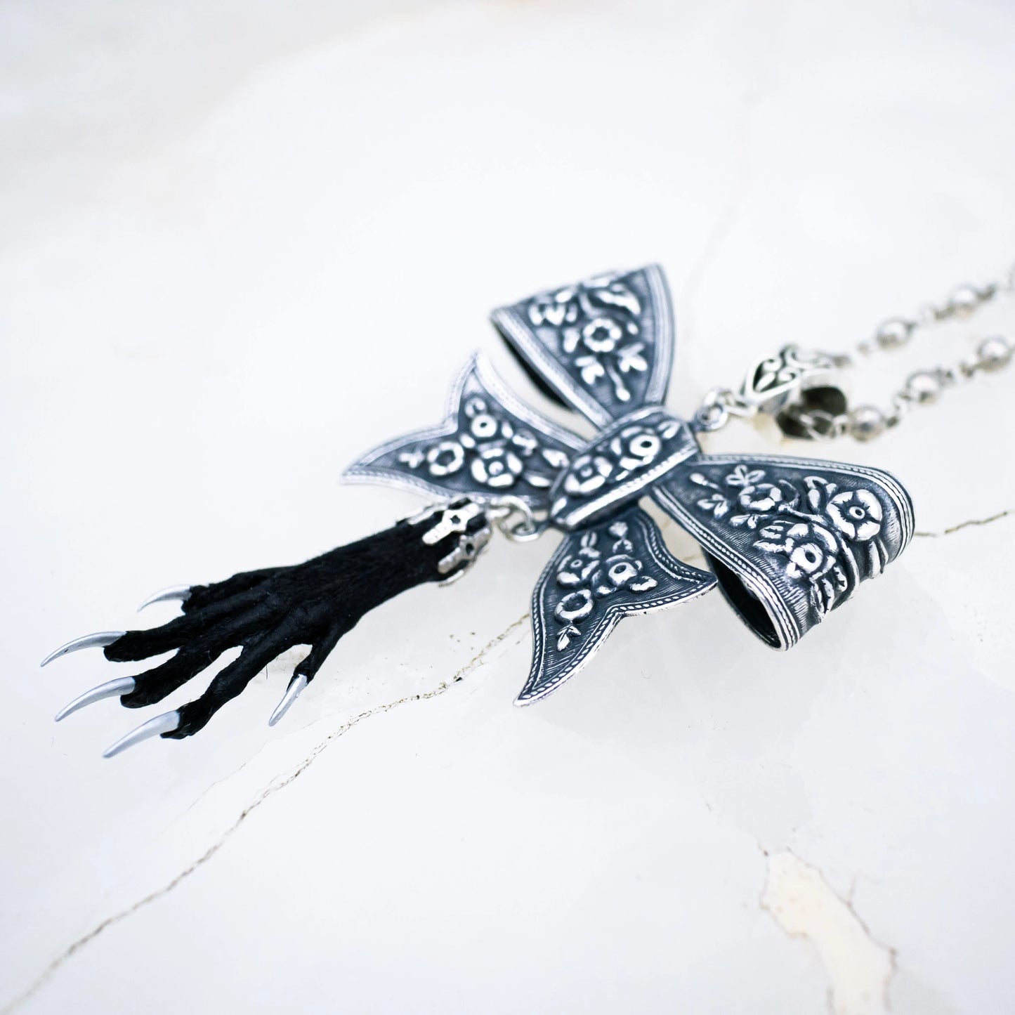Adorned Bow & Taxidermy Necklace