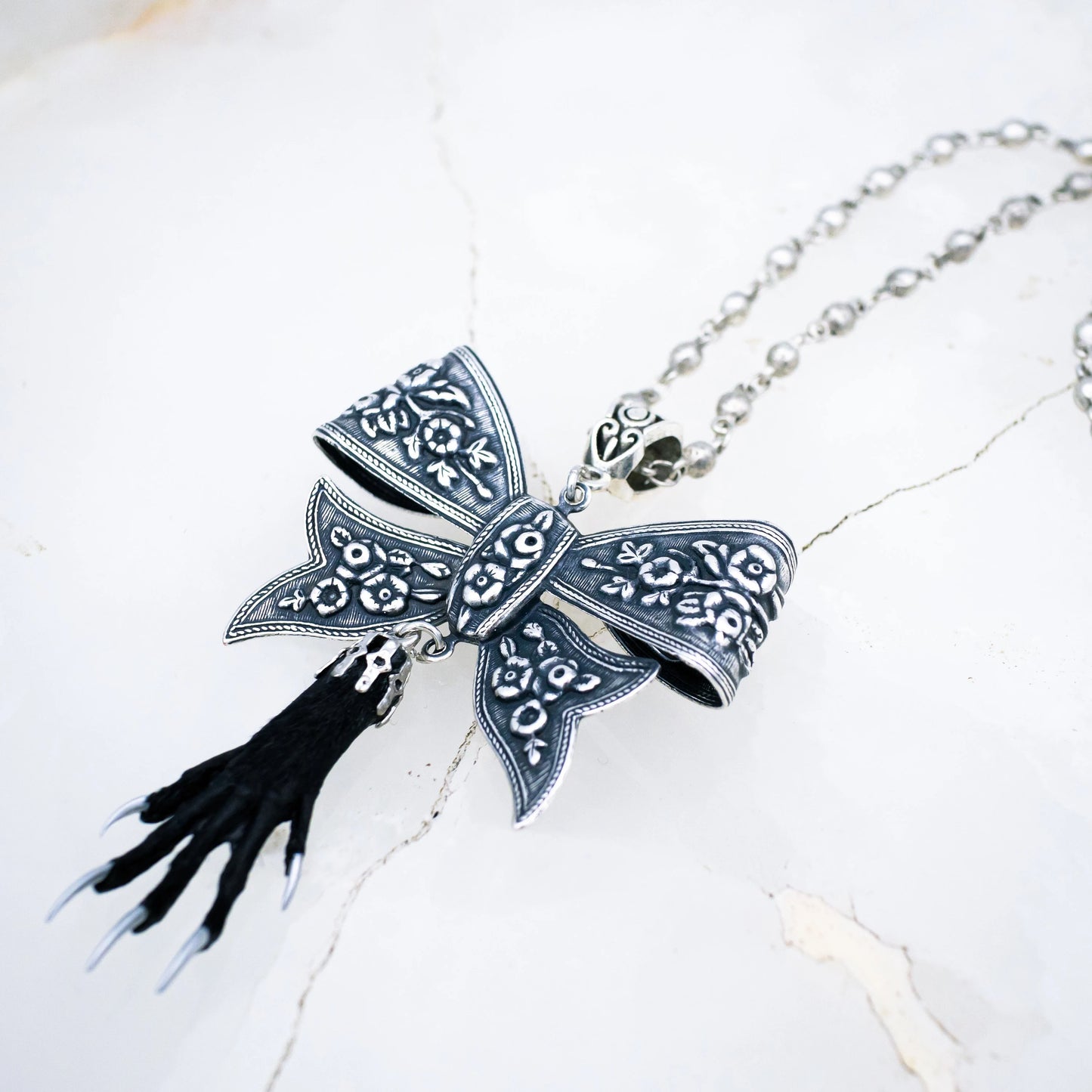 Adorned Bow & Taxidermy Necklace