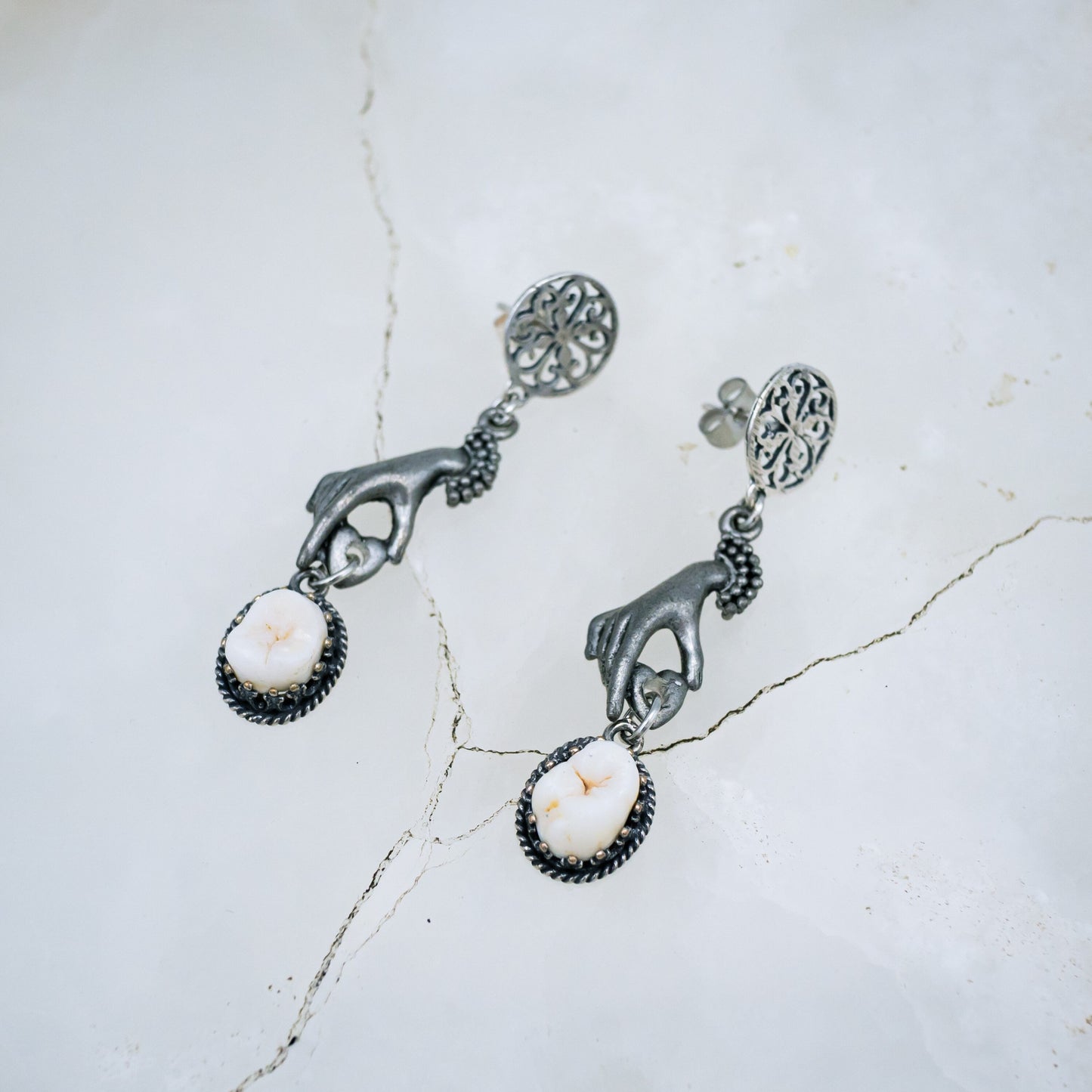 Victorian Human Molar Earrings