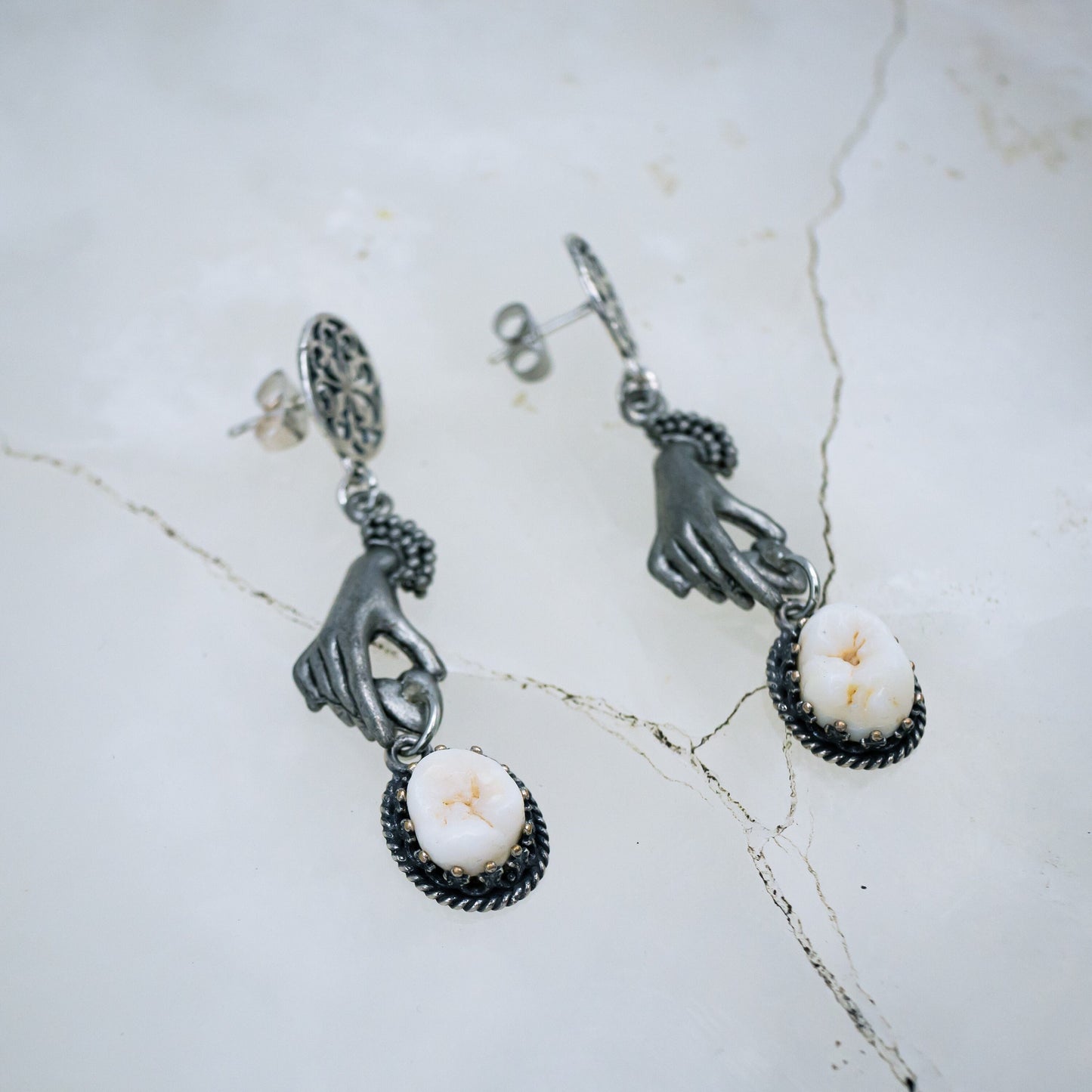 Victorian Human Molar Earrings