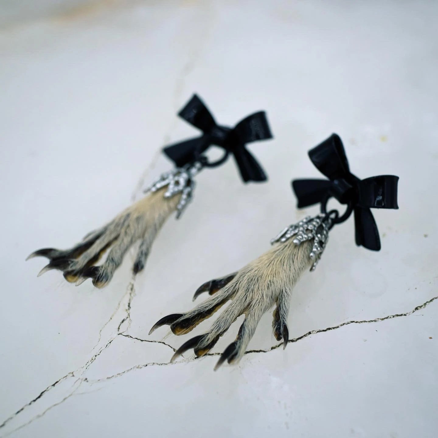 Adorned Gothic Paw Earrings