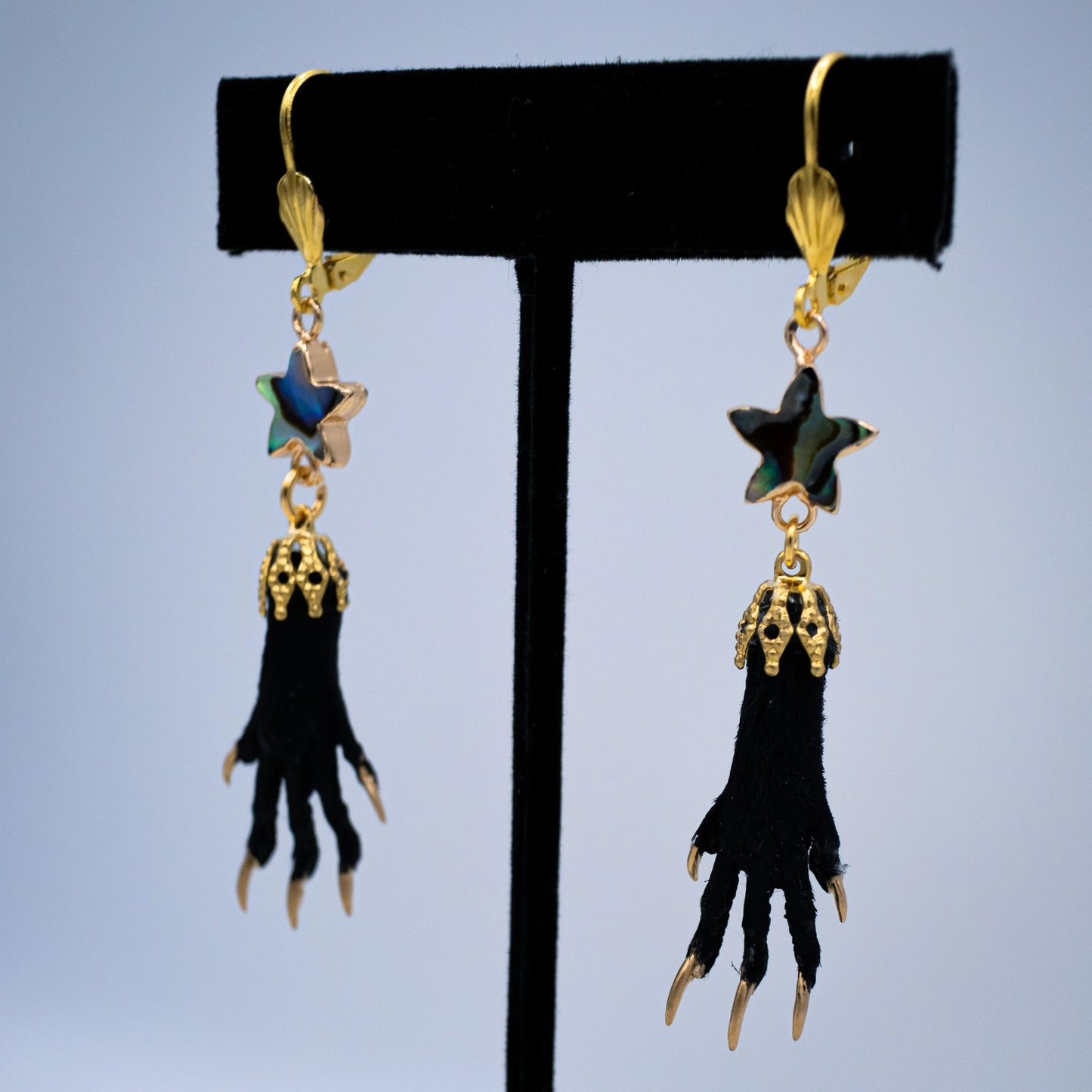 Taxidermy Paws and Abalone Earrings