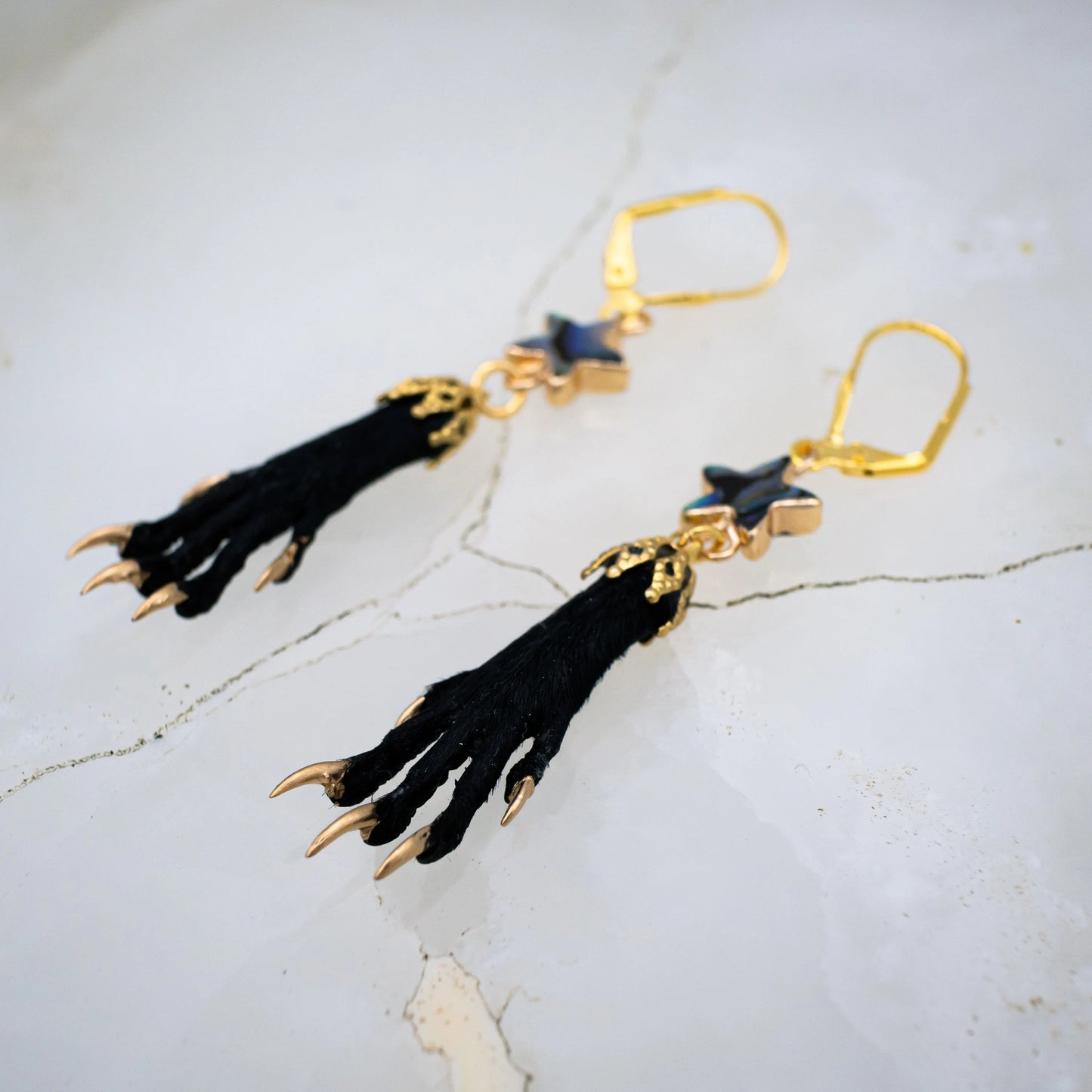 Taxidermy Paws and Abalone Earrings