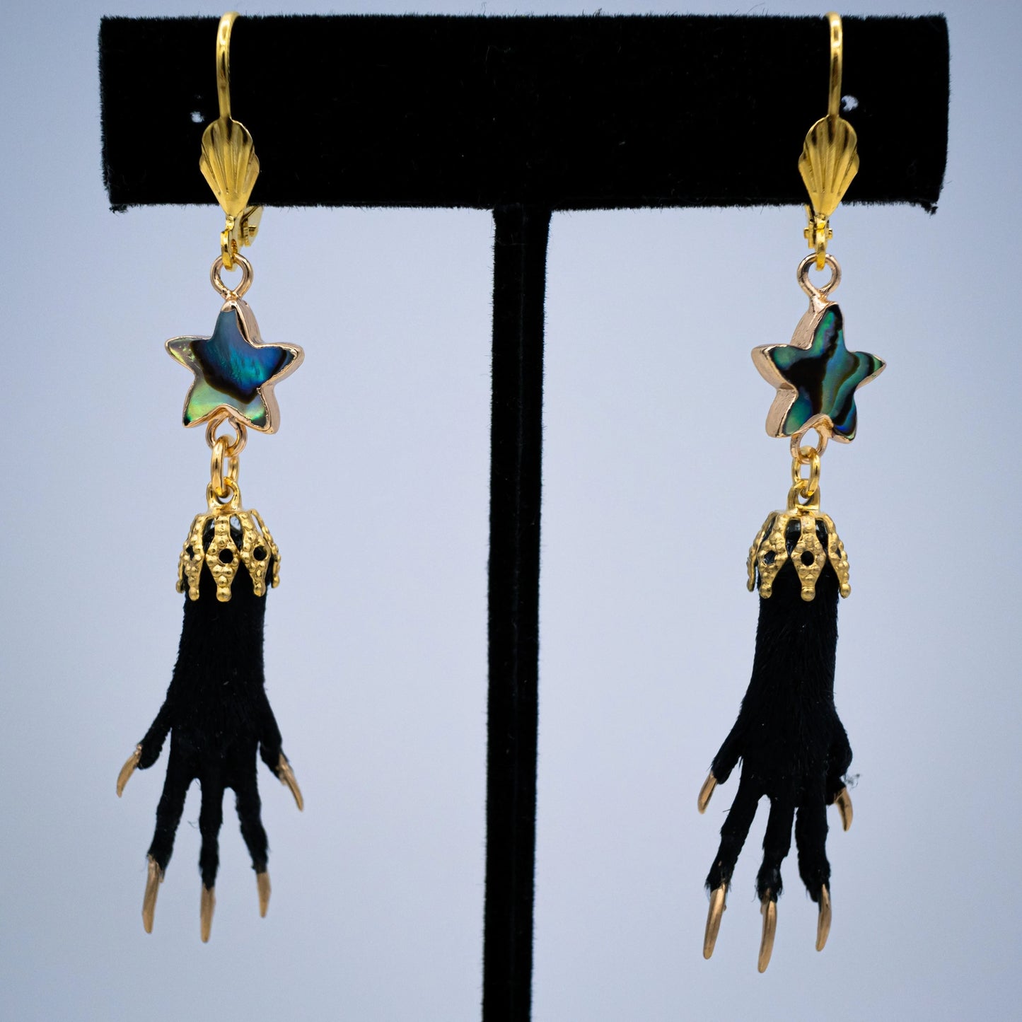 Taxidermy Paws and Abalone Earrings