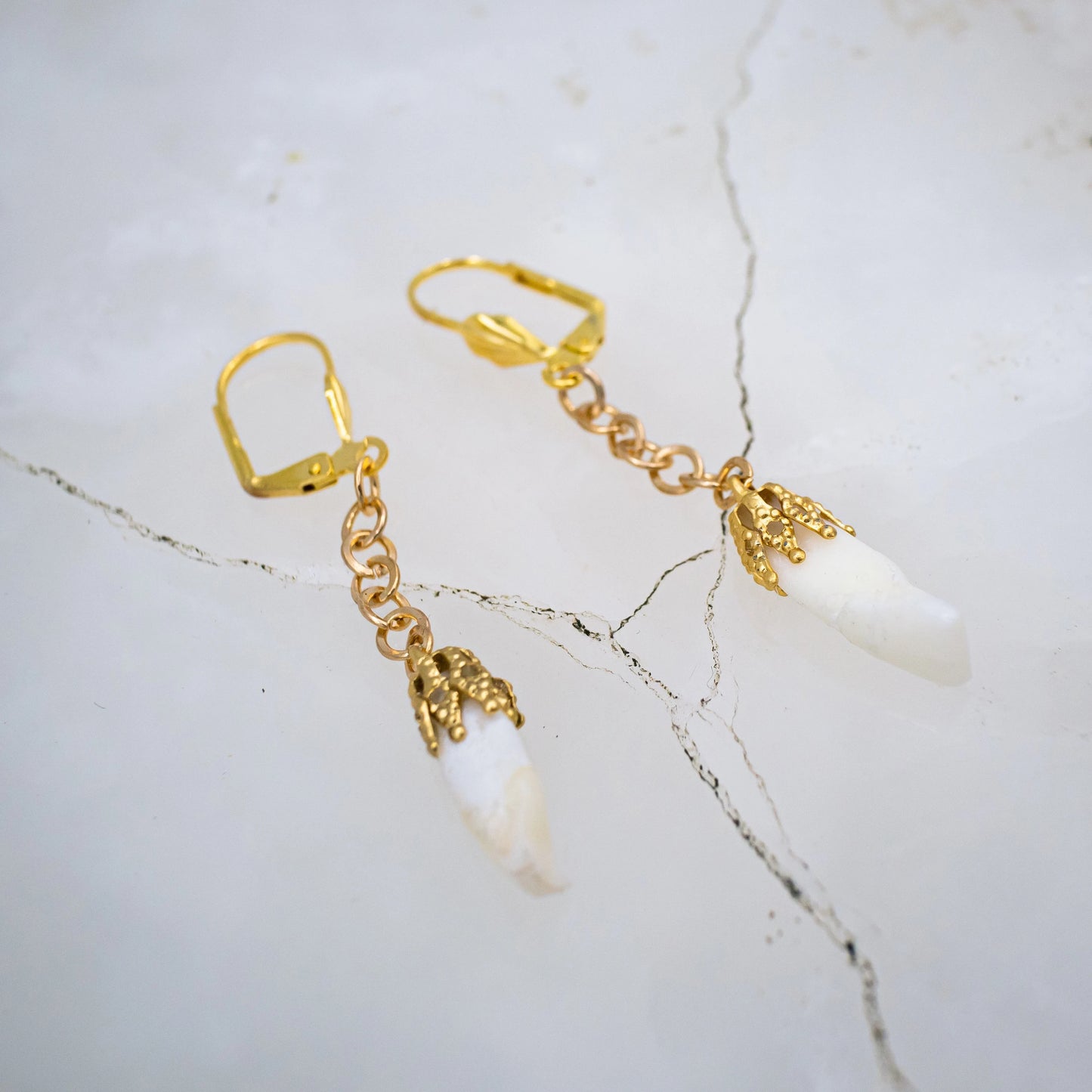 Gold Incisor Mourning Earrings