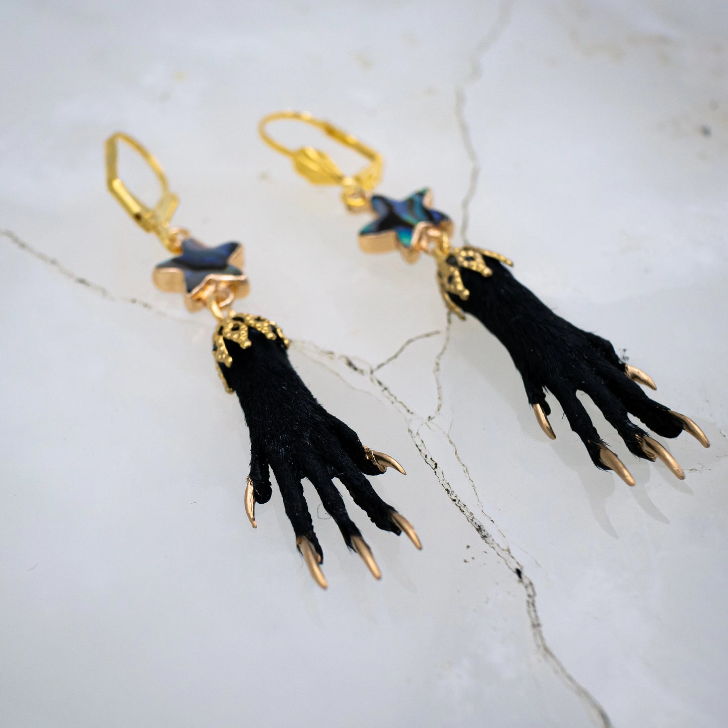 Taxidermy Paws and Abalone Earrings