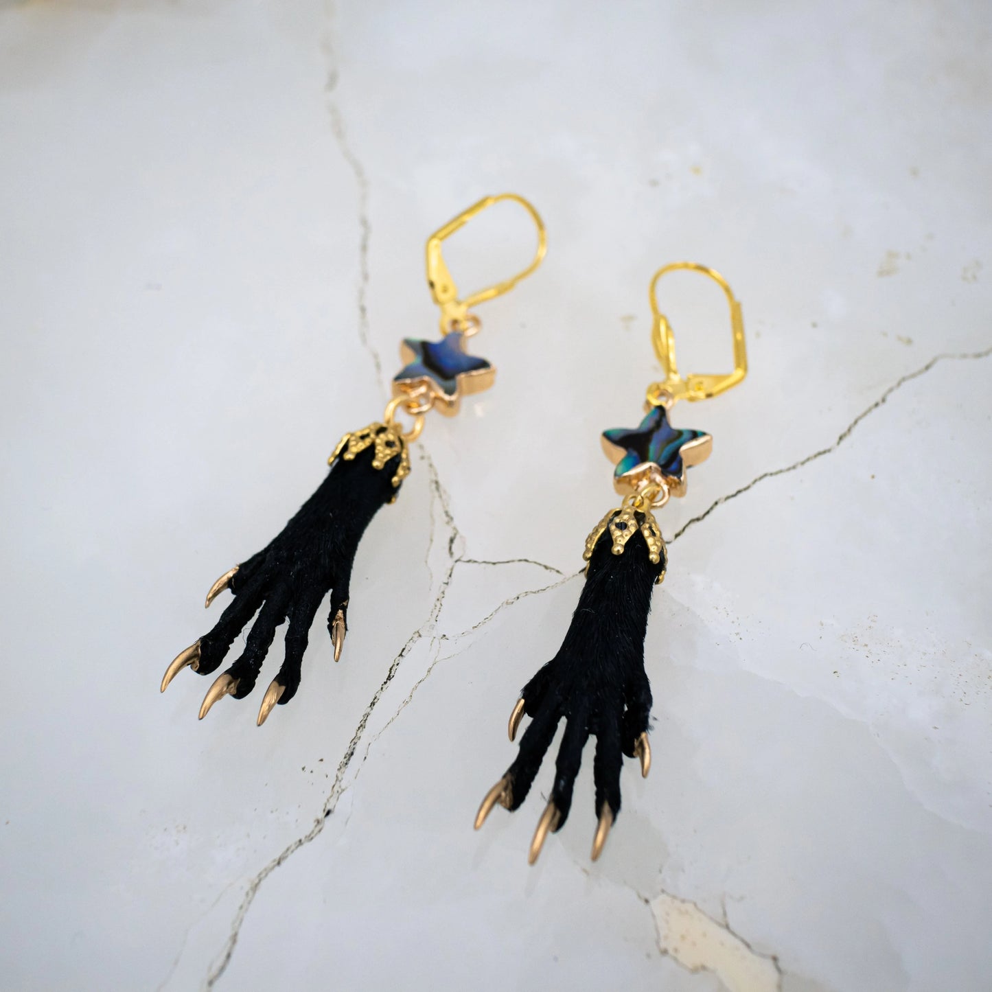 Taxidermy Paws and Abalone Earrings