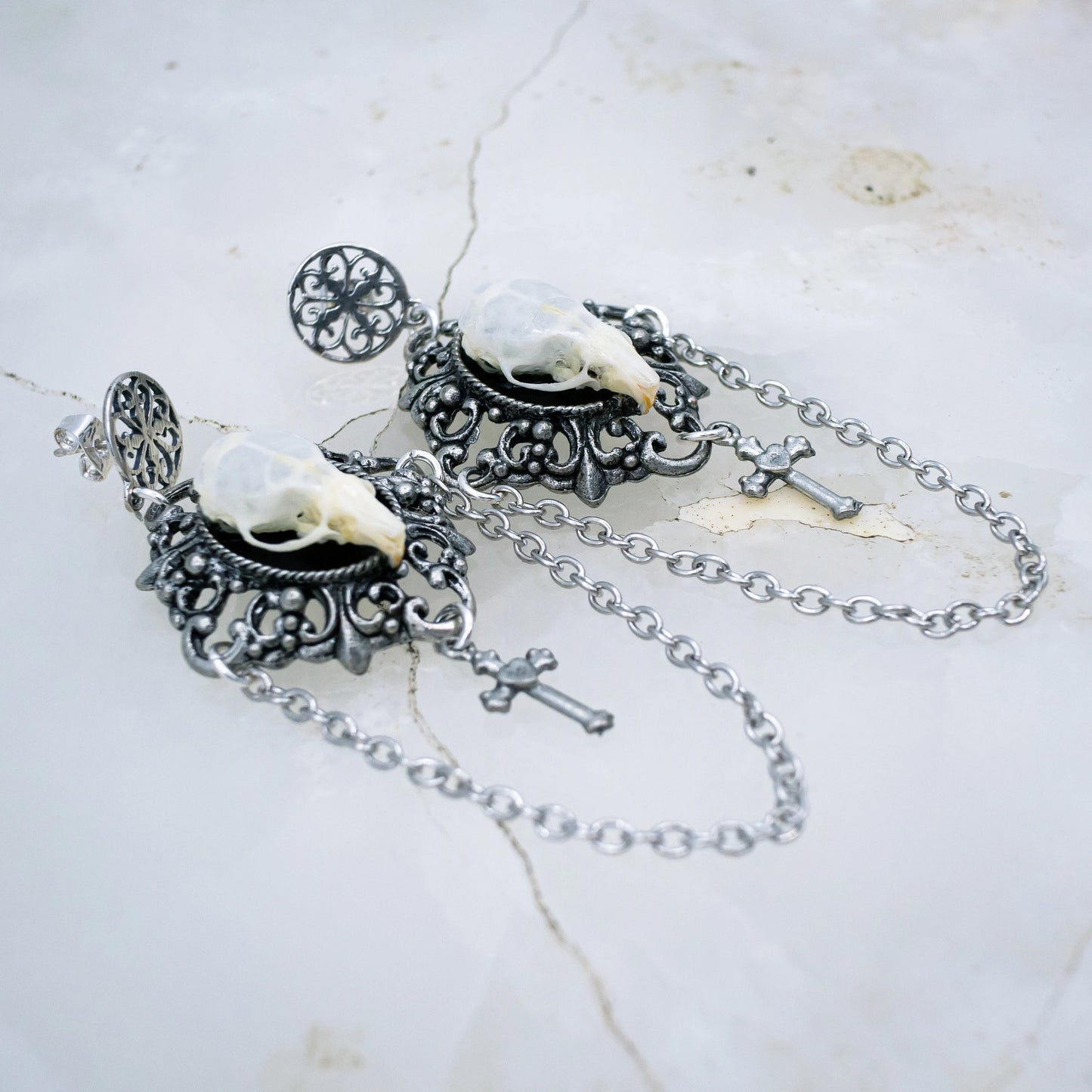 Victorian Gothic Mouse Skull Earrings