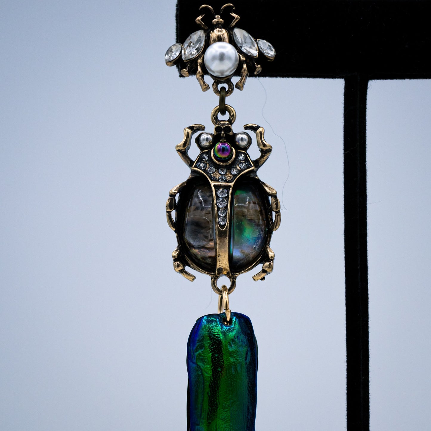 Abalone Scarab Beetle Earrings