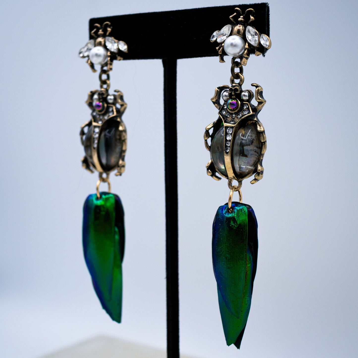Abalone Scarab Beetle Earrings