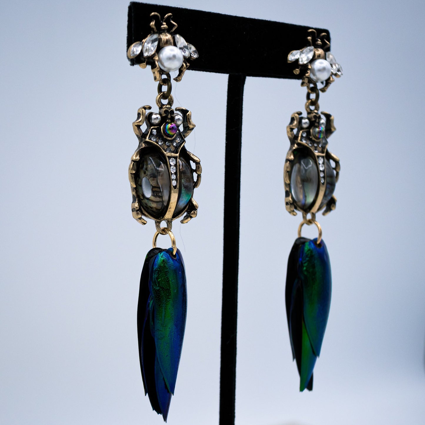Abalone Scarab Beetle Earrings