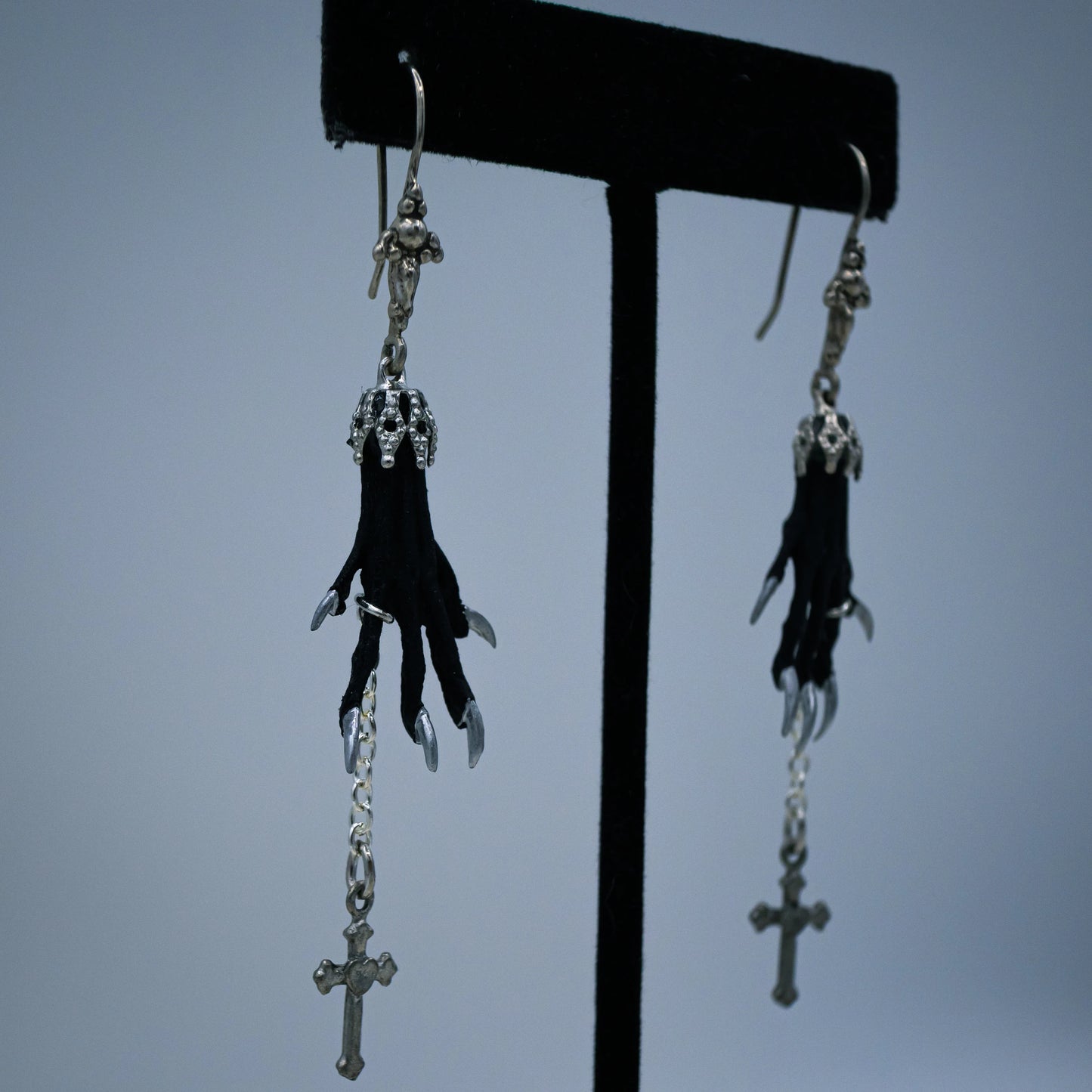 Gothic Taxidermy Cross Earrings