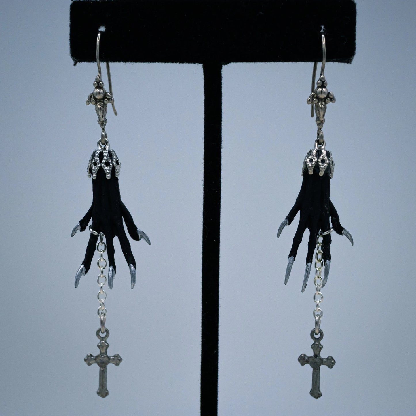 Gothic Taxidermy Cross Earrings